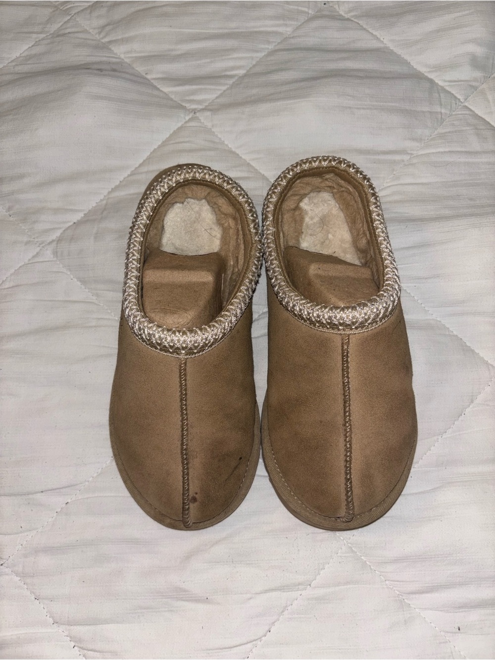UGG Tan Shearling-Lined Slip-On Mules